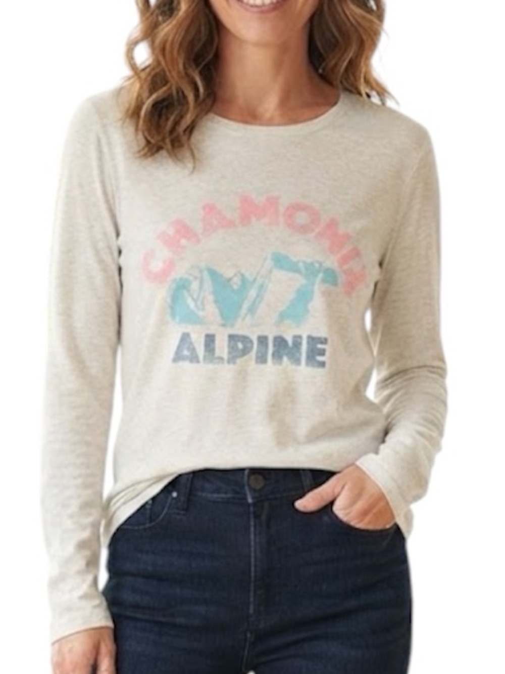 GAP Gorpcore Vintage Wash Alpine Ski Graphic Long Sleeve Top S
